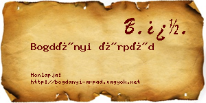 Bogdányi Árpád névjegykártya